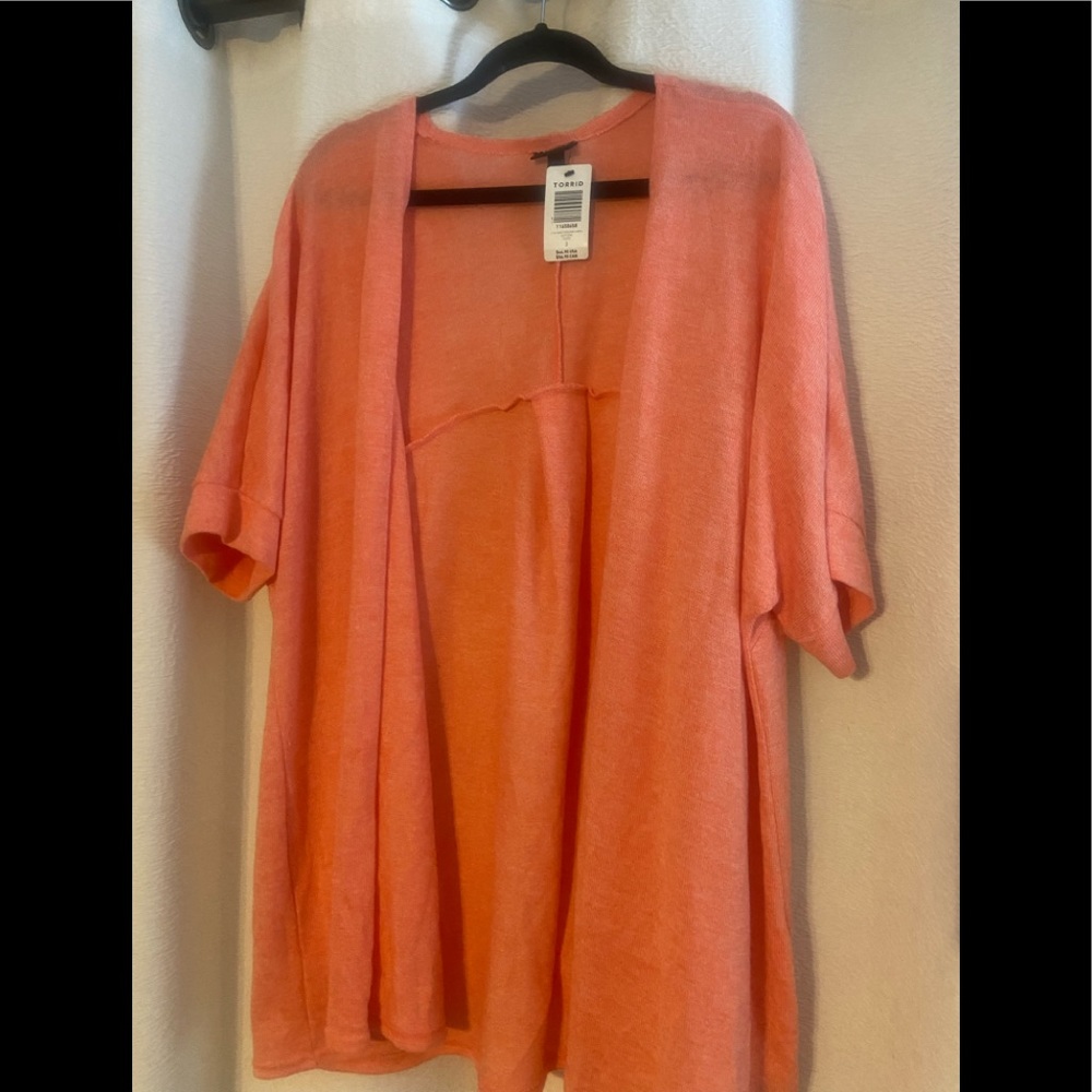 Torrid Coral/Orange short sleeve cardigan NWT so 3